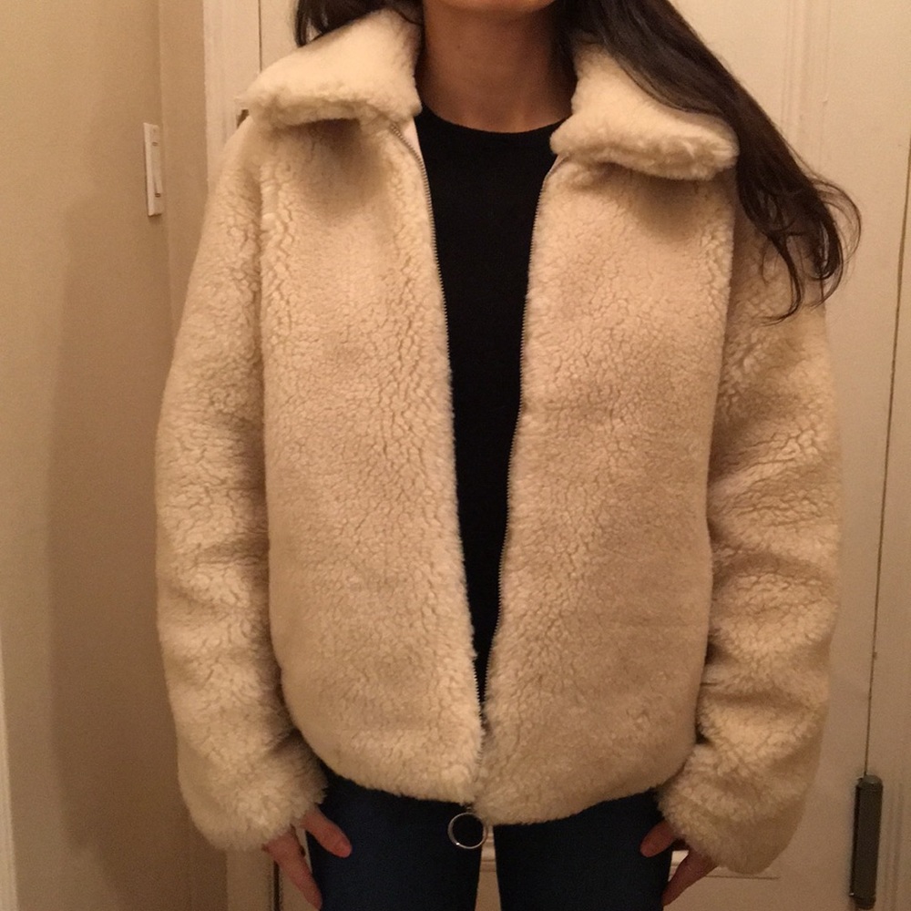 H&M White Cream Fur Pile Jacket *Worn a Few Times*